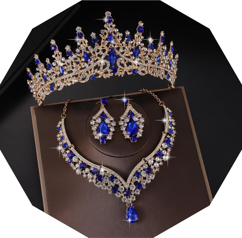 Kamirola Tiaras and Crowns for Women,Tiaras Earrings Necklace, Crystal Bridal Jewelry Set, Costume Party Halloween Prom Pageant Jewelry for Women (TR28) - Image 1